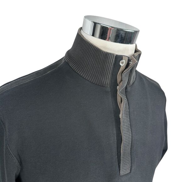 Hugo Boss Piseno 1/4 Snap Sweater Men’s Large Black 100% Cotton Long Sleeve - Picture 2 of 11